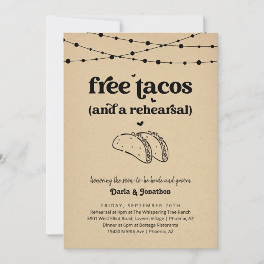 タコスおもしろいズ結婚リハーサルディナー招待状 招待状 (正面)