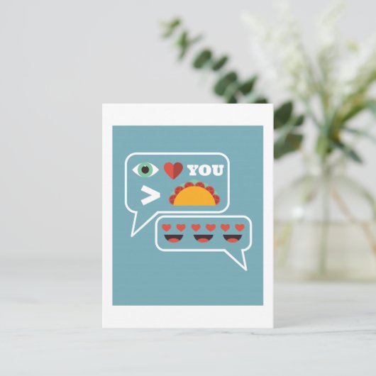 タコスおもしろい絵文字文字より愛し話て ポストカード (スタンド正面)