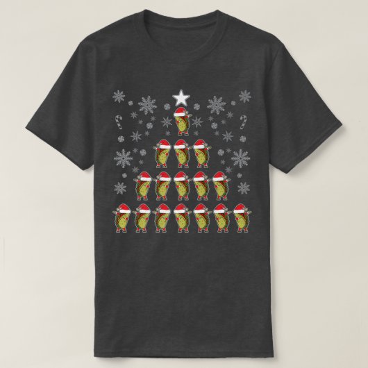 タコスがクリスマスツリーの雪の結晶とキャンディをダッピング Tシャツ (デザイン正面)