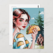 タコスが森で悲しいサスカッチ ポストカード (正面/裏面)