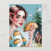 タコスが森で悲しいサスカッチ ポストカード (正面)