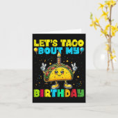 タコスが私の誕生日メキシおもしろいコパーティー少年を取ろう カード (黄色い花)