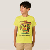 タコスくれりゃ働きます – 面白いキャラクター食品のTシャツ Tシャツ (正面フル)