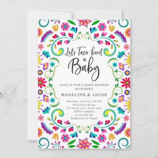 タコスでベビーフィエスタメキシコのベビーシャワーを見よう 招待状 (正面)