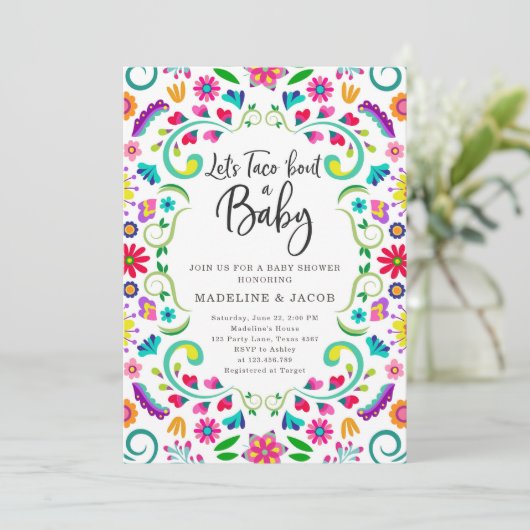 タコスでベビーフィエスタメキシコのベビーシャワーを見よう 招待状 (スタンド正面)
