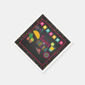 タコスとテキーラのナプキン - ブラック スタンダードカクテルナプキン (角)