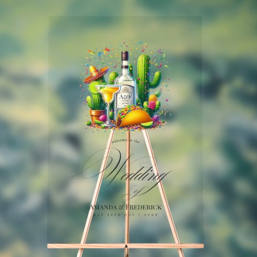 タコスとテキーラのフィエスタ ウェディング ウェルカム アクリルサイン (ニュートラル)