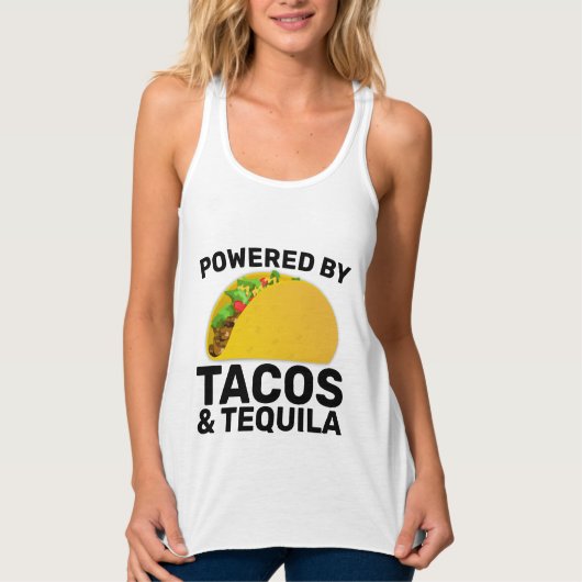 タコスとテキーラのTシャツで動く タンクトップ (正面)