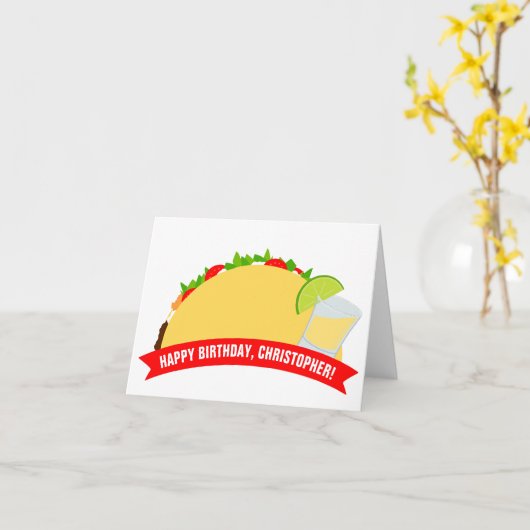 タコスとテキーラ カード (黄色い花)