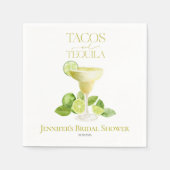 タコスとテキーラ | レモンウォーターカラーブライダルシャワー スタンダードカクテルナプキン (正面)