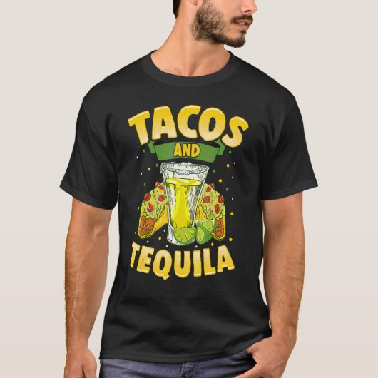 タコスとテキーラCinco De Mayoメキシコ料理 Tシャツ (正面)