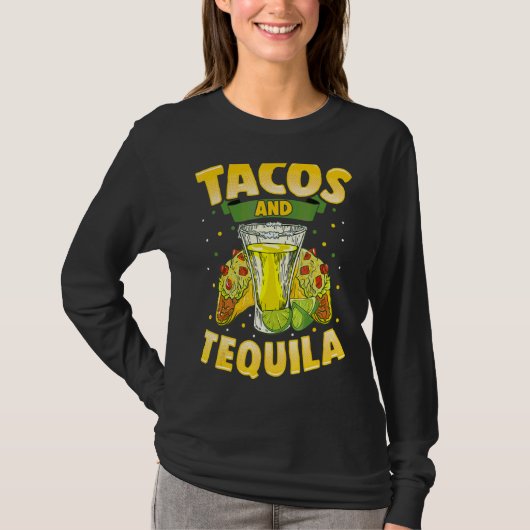 タコスとテキーラCinco De Mayoメキシコ料理 Tシャツ (正面)