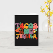 タコスとテキーラCinco De Mayo Groovy Mexican Dri カード (黄色い花)