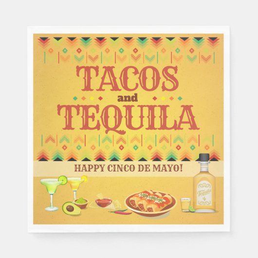 タコスとテキーラCinco de Mayo Mexican Fiesta スタンダードランチョンナプキン (正面)