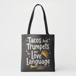 タコスとトランペットは私の愛の言語メキシコ トートバッグ