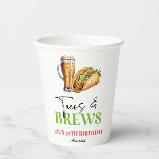 タコスとブルズビールグラス誕生日パーティー 紙コップ (正面)