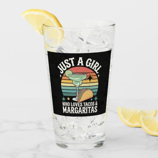 タコスとマルガリータ・メキシコを愛する女の子 タンブラーグラス (アイス正面)