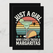 タコスとマルガリータ・メキシコを愛する女の子 招待状 (正面/裏面)