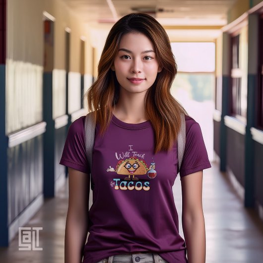 タコスと引き換えに教えるよ 科学の女教師 Tシャツ