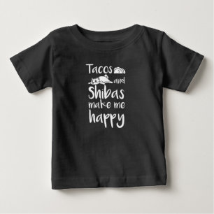 タコスと柴犬が私を幸せに ベビーTシャツ