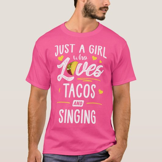タコスと歌うことが好きな女の子 Tシャツ (正面)