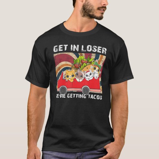 タコスに行く負け犬猫の車 Tシャツ (正面)