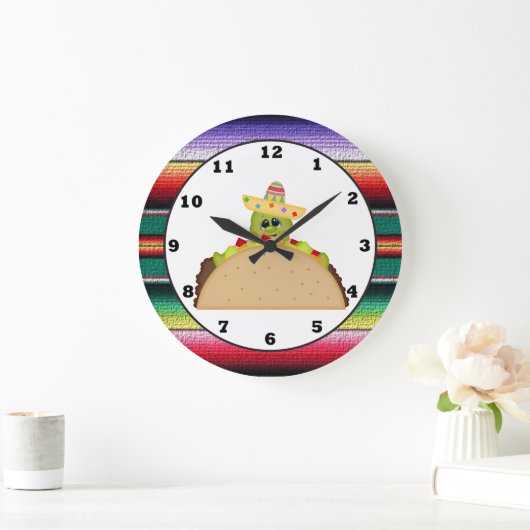 タコスのカメの漫画の南西柱時計 ラージ壁時計 (ホーム)