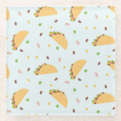 タコスのパターンに飢えている ガラスコースター (正面)