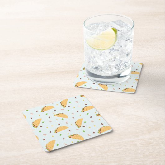 タコスのパターンに飢えている スクエアペーパーコースター (インサイチュ)