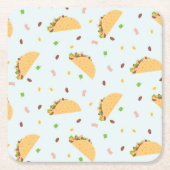 タコスのパターンに飢えている スクエアペーパーコースター (正面)