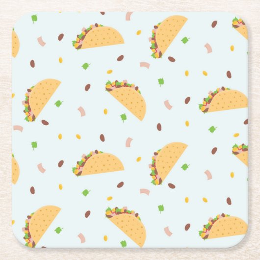 タコスのパターンに飢えている スクエアペーパーコースター (正面)