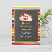 タコスのパーティーのメキシコ人の第1誕生会の黒板 招待状 (スタンド正面)