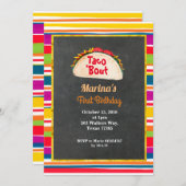 タコスのパーティーのメキシコ人の第1誕生会の黒板 招待状 (正面/裏面)