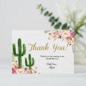 タコスの一続き愛サボテンのブライダルシャワーのサンキューカード サンキューカード (スタンド正面)