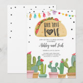 タコスの一続き愛フェスタのカップルのシャワーの招待のサボテン 招待状 (正面/裏面)