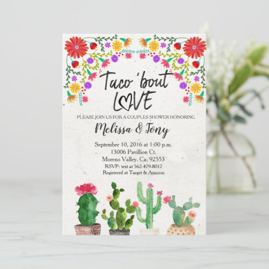 タコスの一続き愛フェスタのカップルのシャワーの招待状 招待状 (スタンド正面)