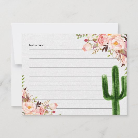 タコスの一続き愛ブライダルシャワーのレシピカード 招待状 (裏面)