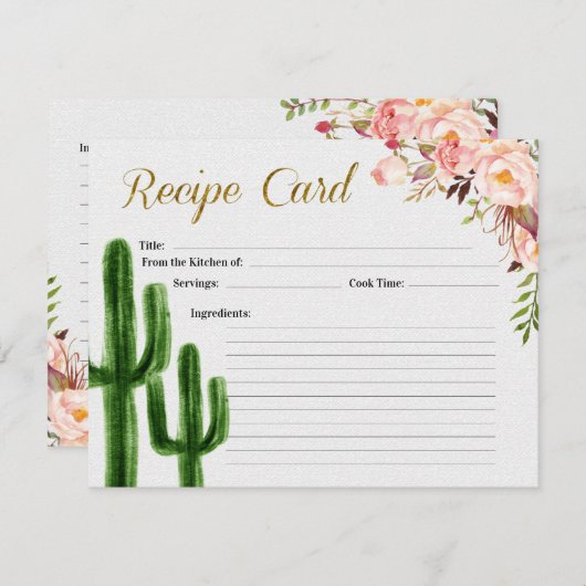 タコスの一続き愛ブライダルシャワーのレシピカード 招待状 (正面/裏面)