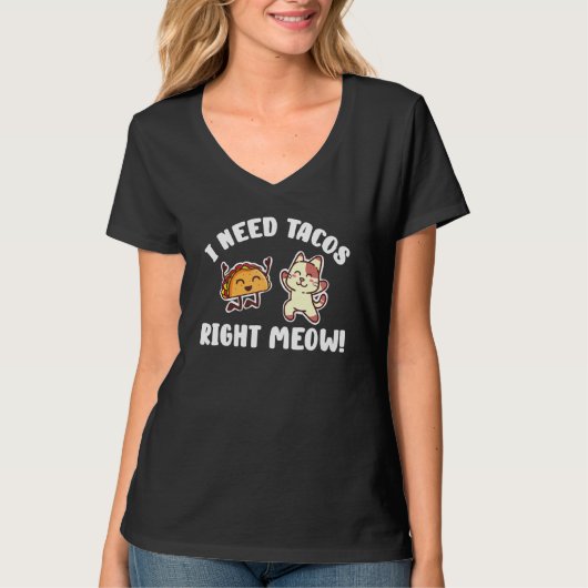 タコスの右ミュー子猫タコス食べる猫が必要 Tシャツ (正面)