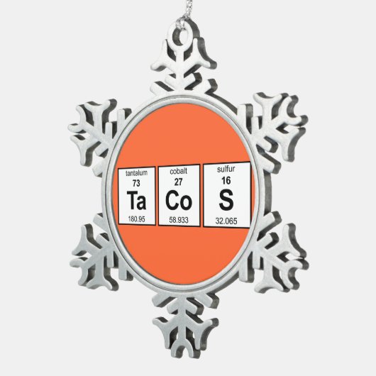 タコスの周期表 スノーフレークピューターオーナメント (右)