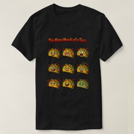 タコスの多彩な表情 ダークTシャツ Tシャツ (デザイン正面)
