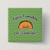 タコスの火曜日の貝のチーズメキシコ人の食糧 缶バッジ (正面)