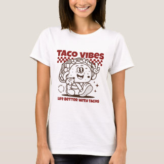 タコスの良い気分 レトロなタコスカートゥーン Tシャツ