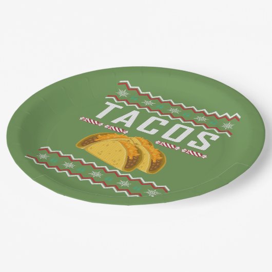タコスの醜いクリスマスセーター ペーパープレート (アングル)