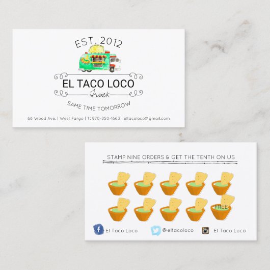 タコスの食糧トラックのロイヤリティカード ロイヤリティカード (正面/裏面)