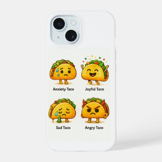 タコスの4つの気分 iPhone カ 15ケース (裏面)