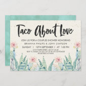 タコスの「一続き愛カップルのシャワーの招待状 招待状 (正面/裏面)