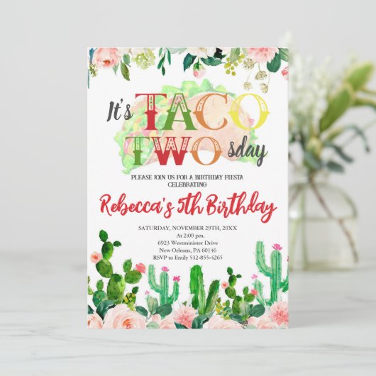 タコスはフィエスタ誕生日、タコスは2歳 招待状 (スタンド正面)
