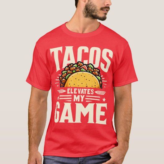 タコスは僕のゲームを高める レトロな友達 Tシャツ (正面)