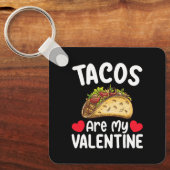 タコスは私のバレンタインデーの食べ物おもしろい愛好家である キーホルダー (正面)